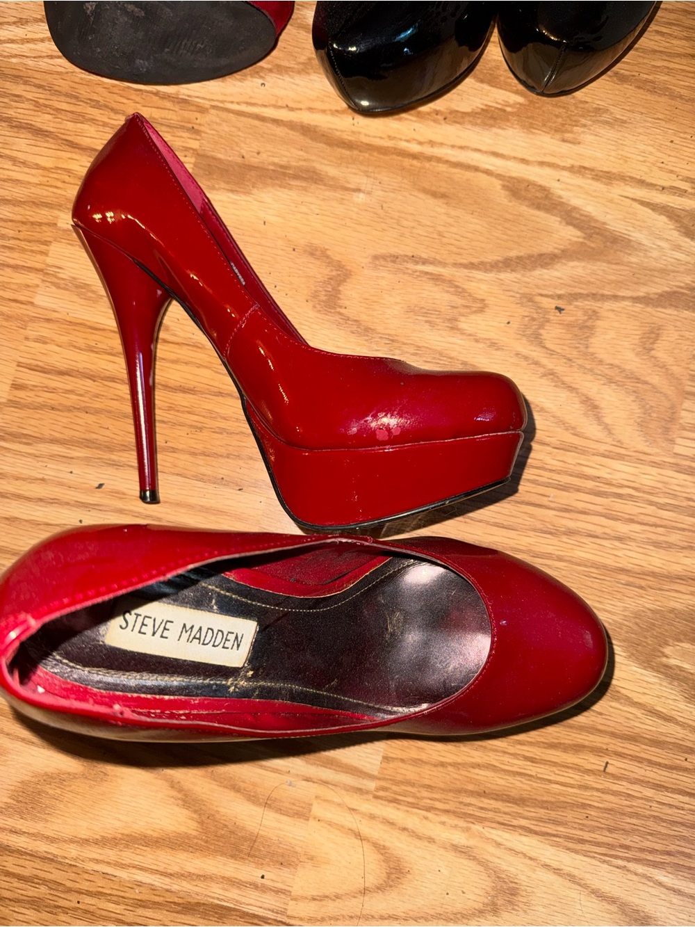 Steve Madden Red Patent Platform Stiletto Pumps